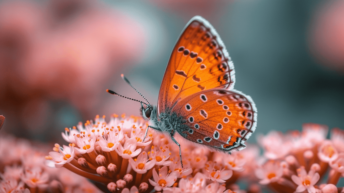 un papillon butine les fleurs